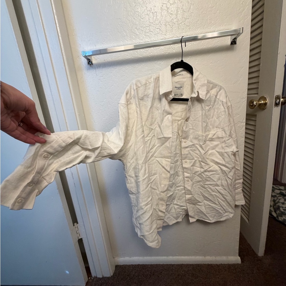Abercrombie & Fitch Cream Button-Up Jacket